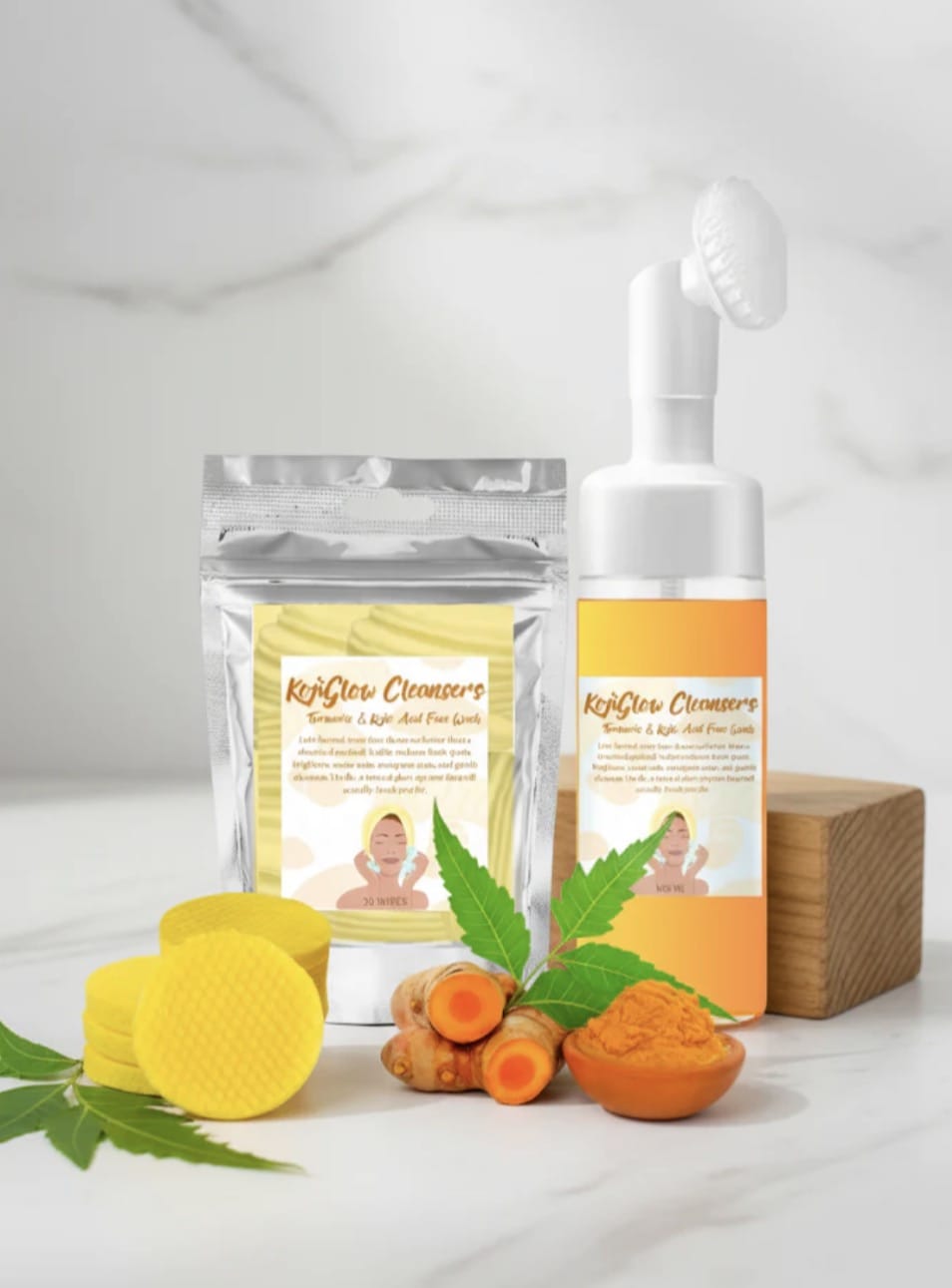 KojiGlow Cleansers™: Turmeric & Kojic Acid Foaming Cleansing Pads