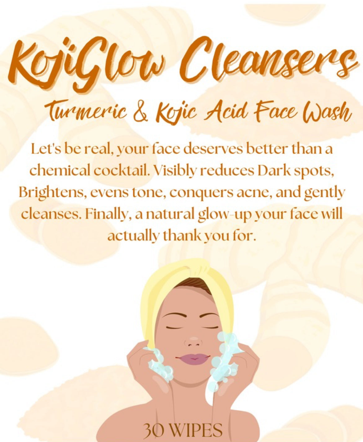 KojiGlow Cleansers™: Turmeric & Kojic Acid Foaming Cleansing Pads